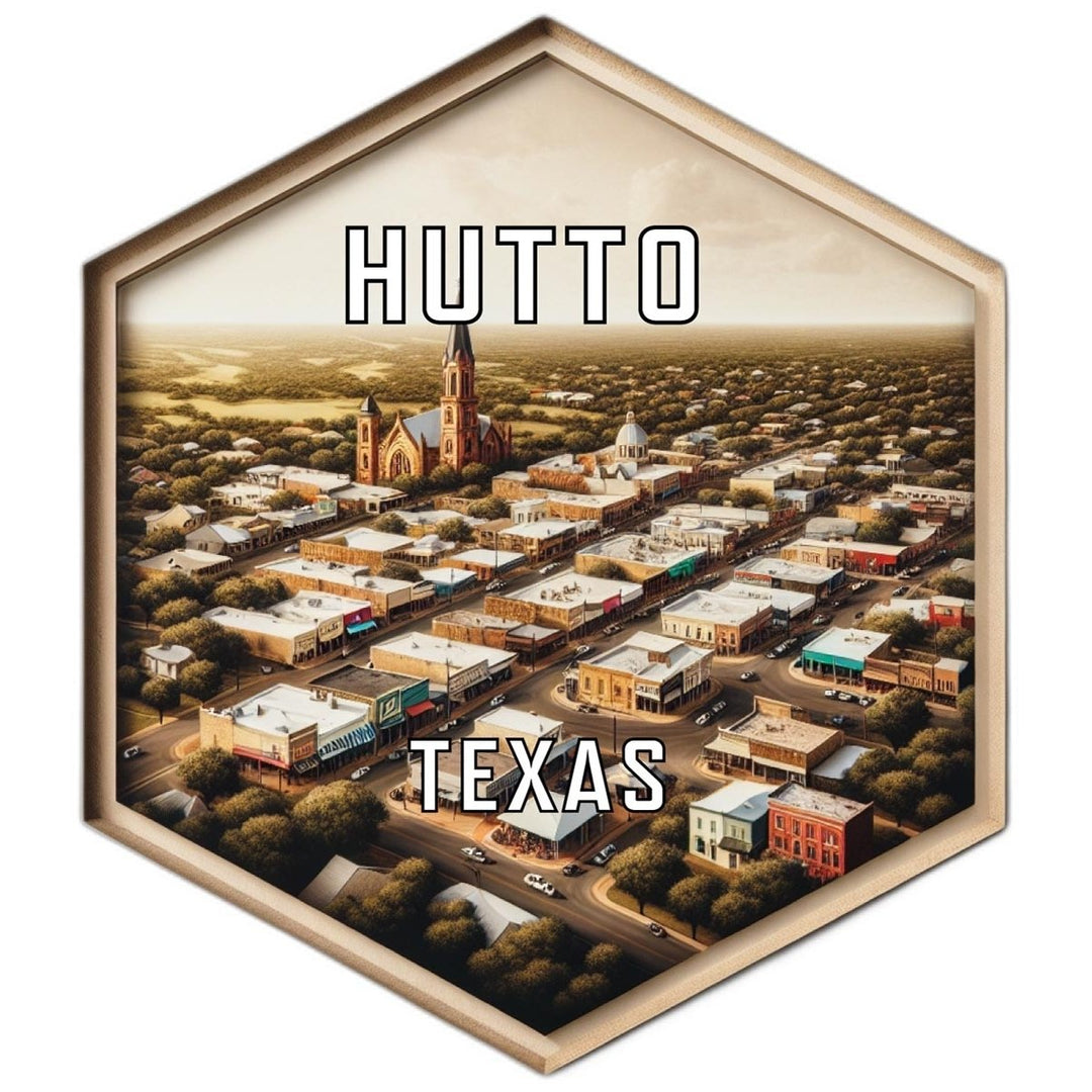 Hutto Texas Souvenir Travel Destination Die Cut Hexagon Fridge Magnet Image 1