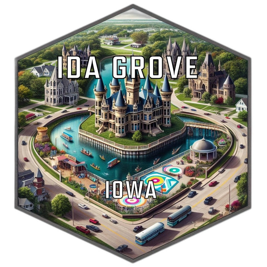 Ida Grove Iowa Souvenir Travel Destination Die Cut Hexagon Fridge Magnet Image 1