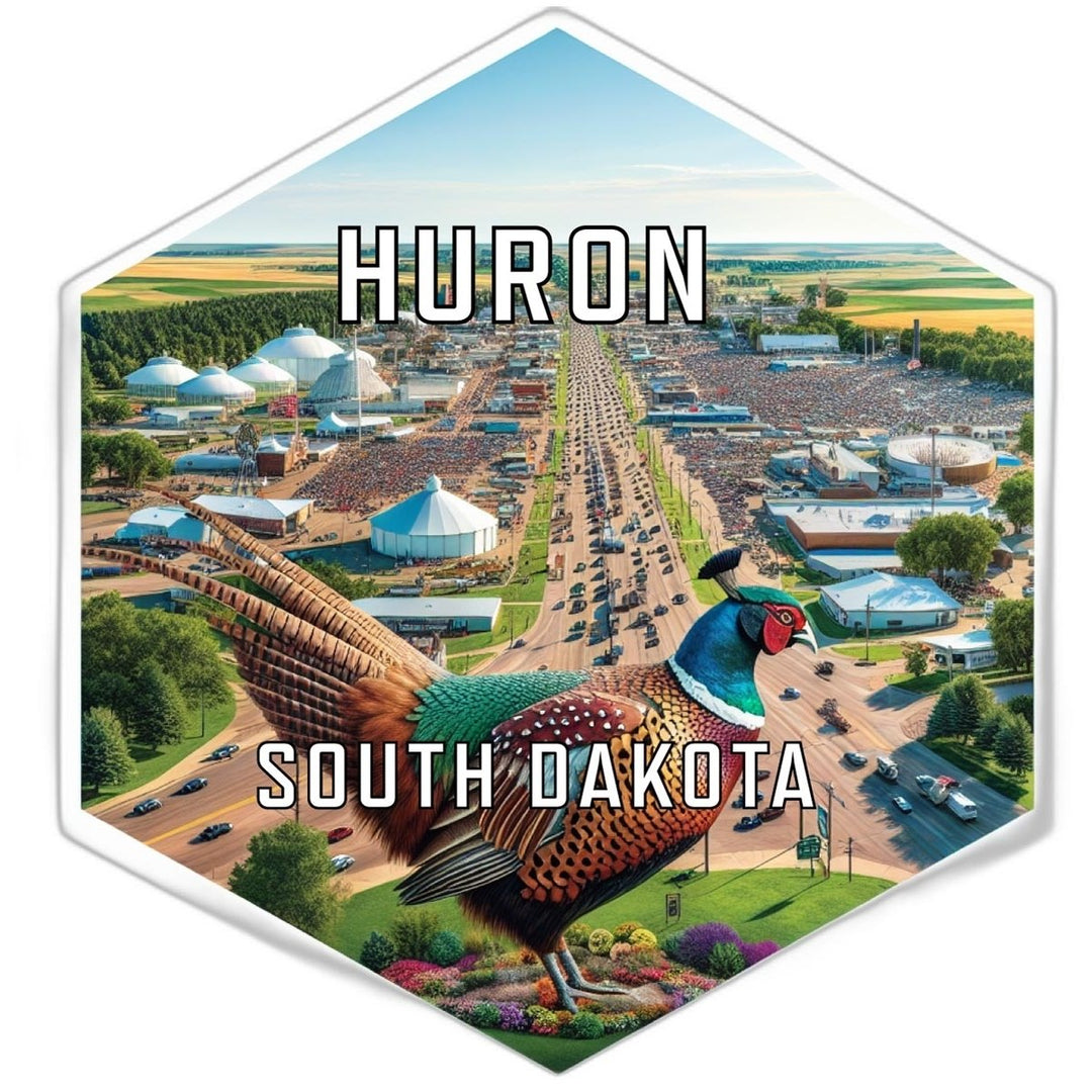 Huron South Dakota Souvenir Travel Destination Die Cut Hexagon Fridge Magnet Image 1