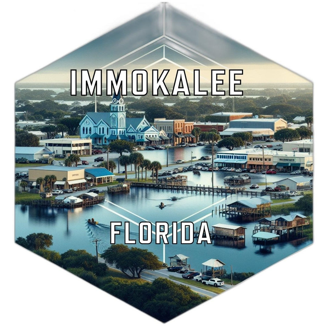 Immokalee Florida Souvenir Travel Destination Die Cut Hexagon Fridge Magnet Image 1