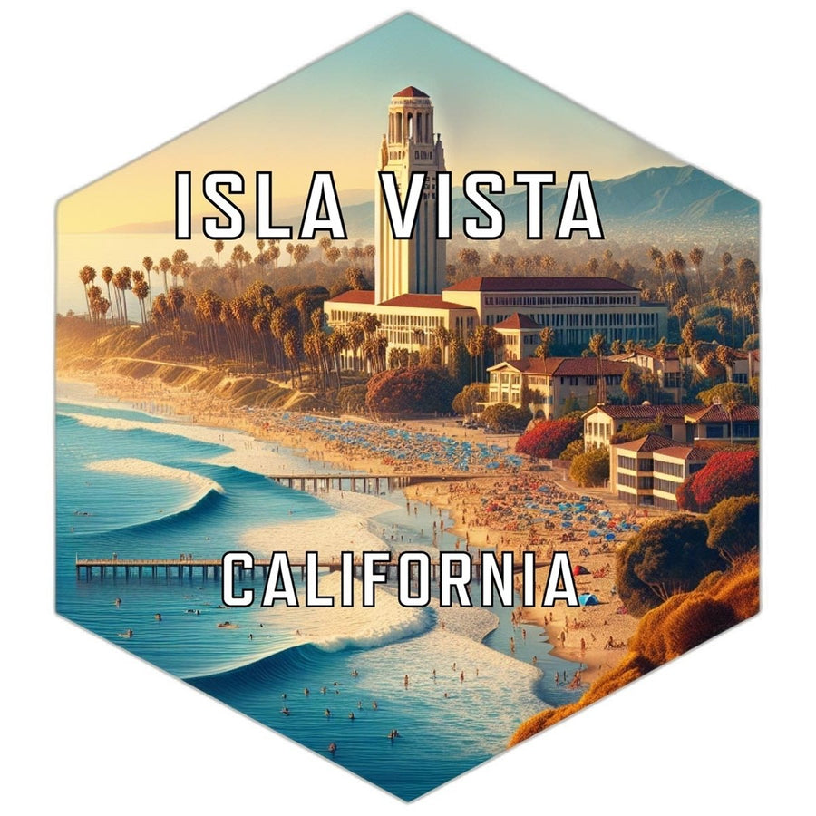 Isla Vista California Souvenir Travel Destination Die Cut Hexagon Fridge Magnet Image 1