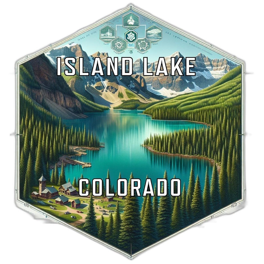 Island Lake Colorado Souvenir Travel Destination Die Cut Hexagon Fridge Magnet Image 1