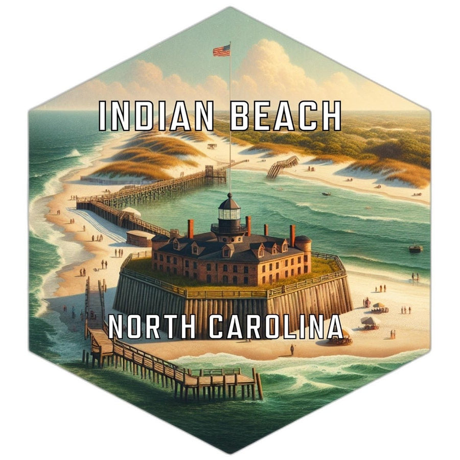 Indian Beach North Carolina Souvenir Travel Destination Die Cut Hexagon Fridge Magnet Image 1