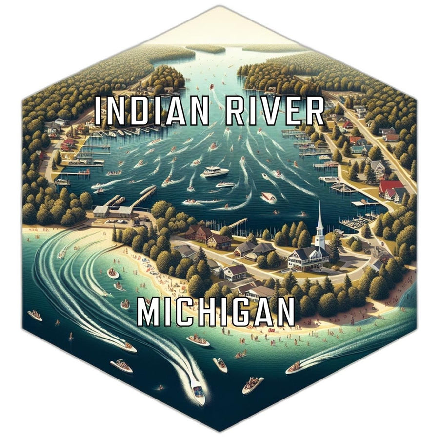 Indian River Michigan Souvenir Travel Destination Die Cut Hexagon Fridge Magnet Image 1