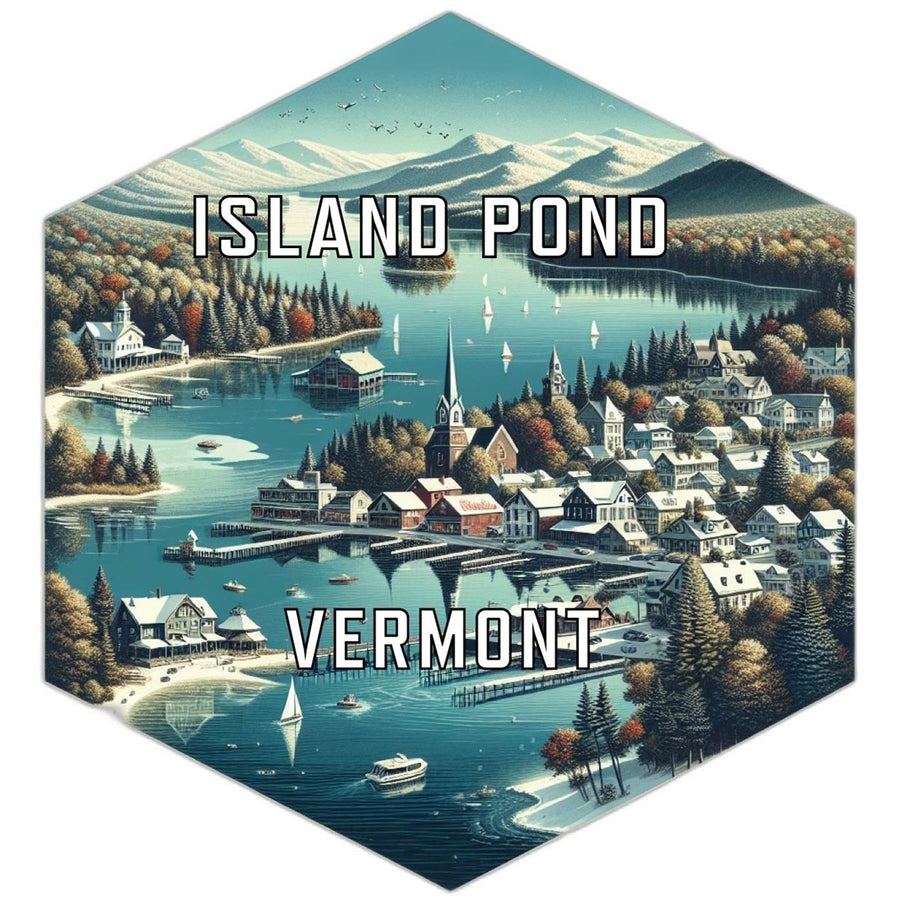 Island Pond Vermont Souvenir Travel Destination Die Cut Hexagon Fridge Magnet Image 1