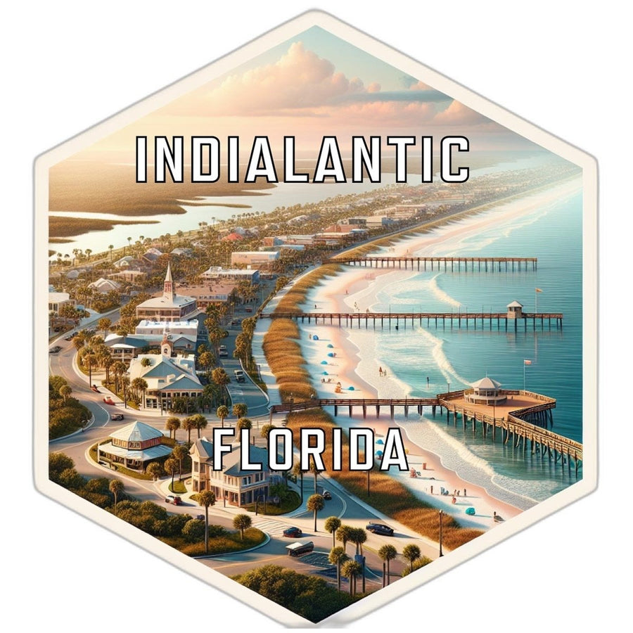 Indialantic Florida Souvenir Travel Destination Die Cut Hexagon Fridge Magnet Image 1