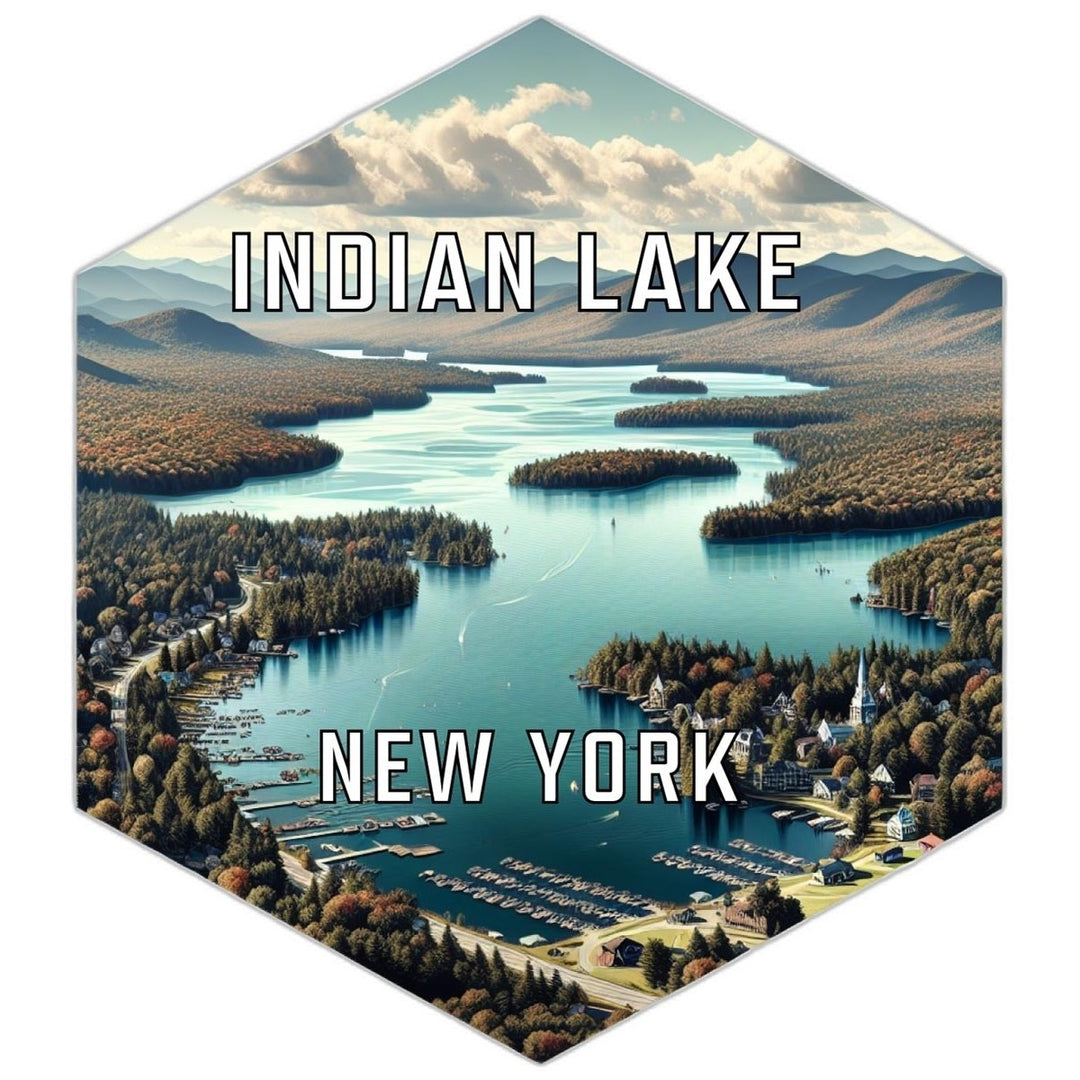 Indian Lake York Souvenir Travel Destination Die Cut Hexagon Fridge Magnet Image 1