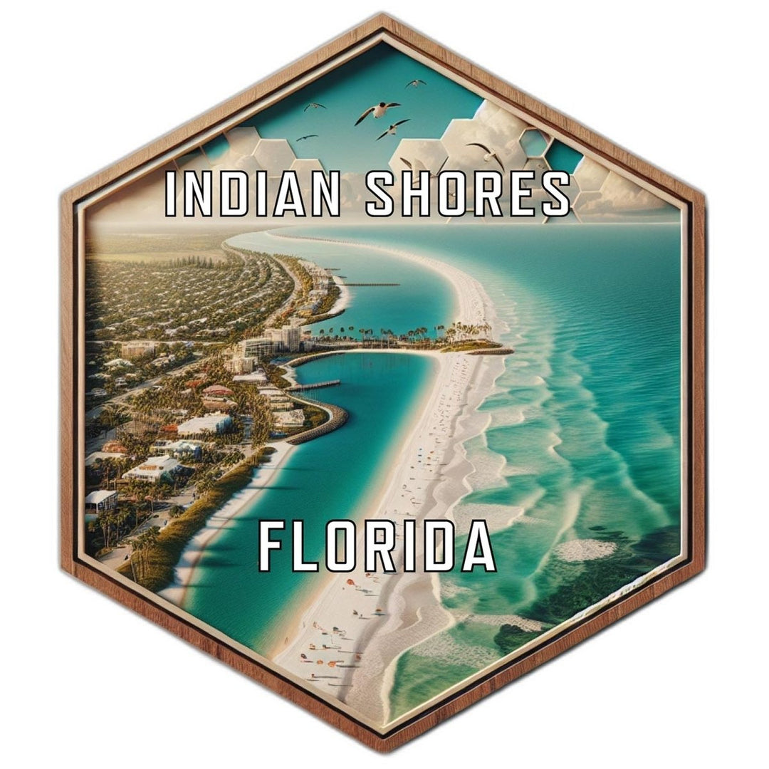 Indian Shores Florida Souvenir Travel Destination Die Cut Hexagon Fridge Magnet Image 1