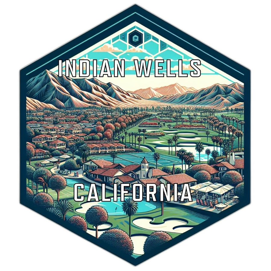 Indian Wells California Souvenir Travel Destination Die Cut Hexagon Fridge Magnet Image 1