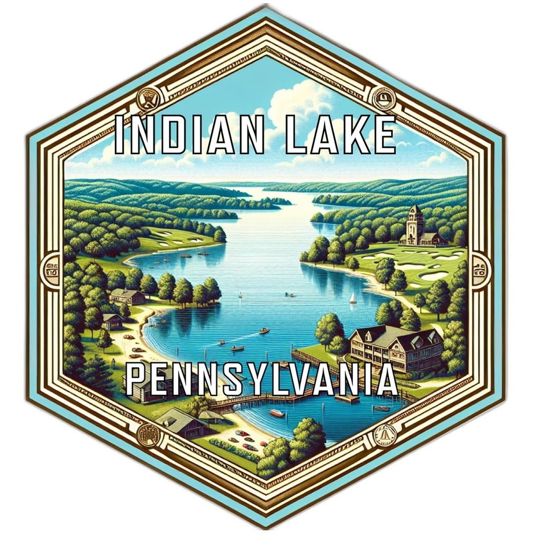 Indian Lake Pennsylvania Souvenir Travel Destination Die Cut Hexagon Fridge Magnet Image 1