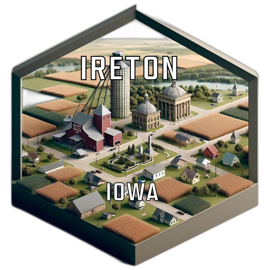 Ireton Iowa Souvenir Travel Destination Die Cut Hexagon Fridge Magnet Image 1