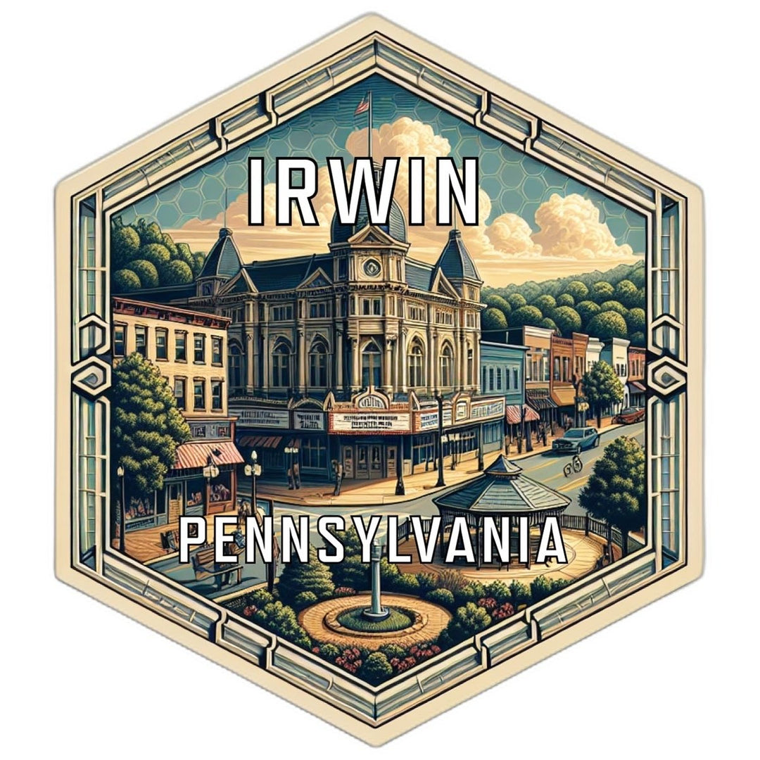 Irwin Pennsylvania Souvenir Travel Destination Die Cut Hexagon Fridge Magnet Image 1