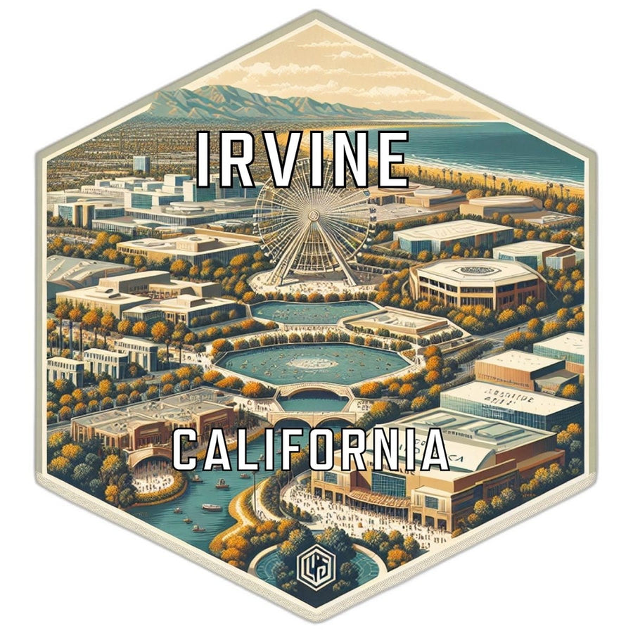 Irvine California Souvenir Travel Destination Die Cut Hexagon Fridge Magnet Image 1