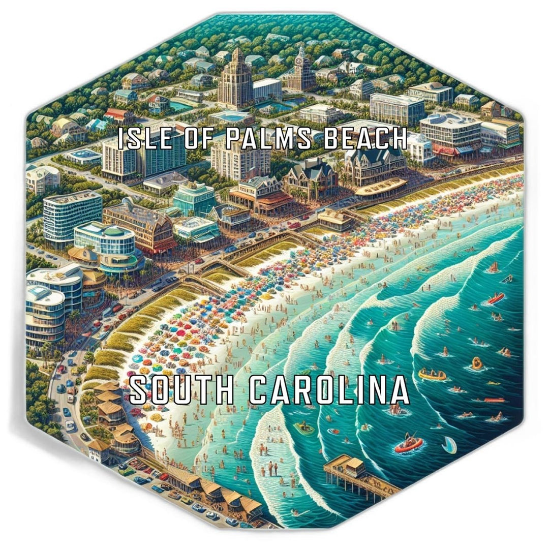 Isle Of Palms Beach South Carolina Souvenir Travel Destination Die Cut Hexagon Fridge Magnet Image 1