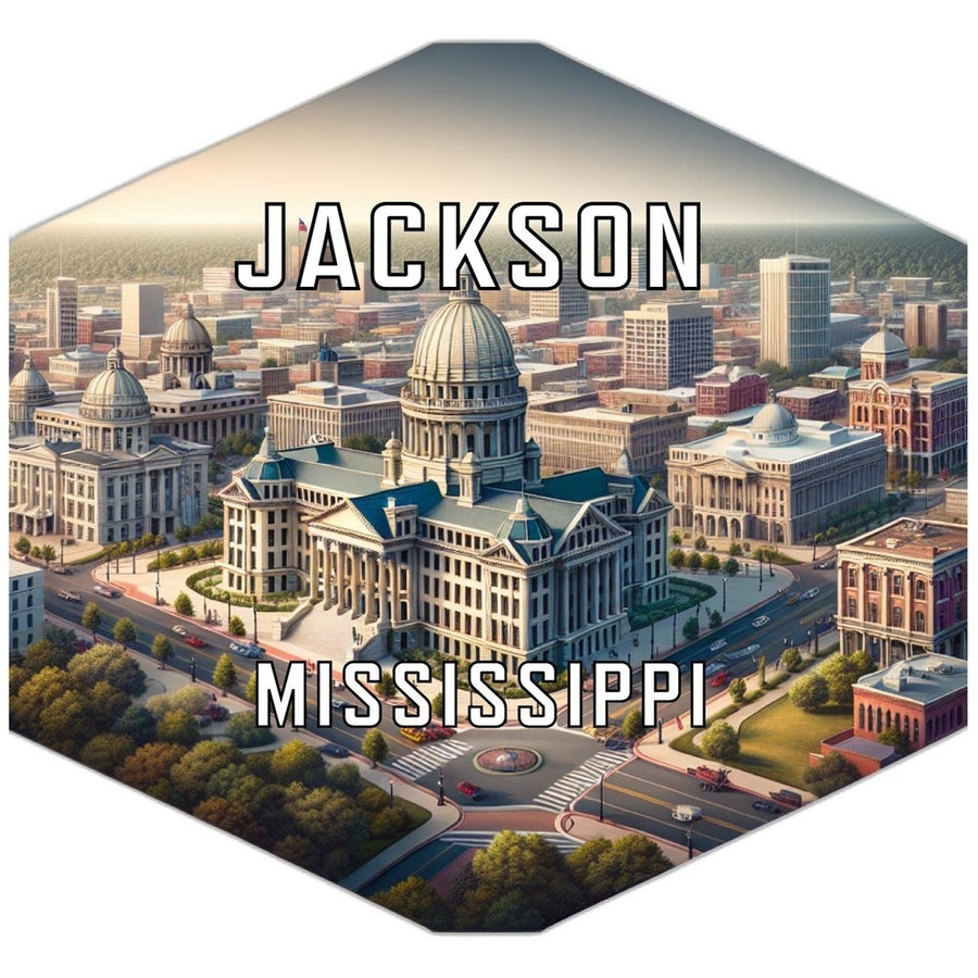 Jackson Mississippi Souvenir Travel Destination Die Cut Hexagon Fridge Magnet Image 1