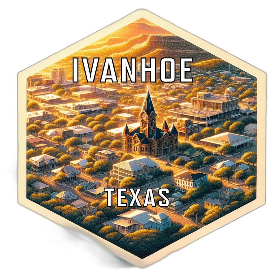 Ivanhoe Texas Souvenir Travel Destination Die Cut Hexagon Fridge Magnet Image 1