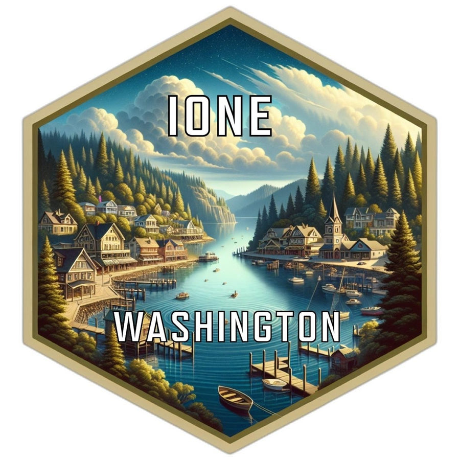 Ione Washington Souvenir Travel Destination Die Cut Hexagon Fridge Magnet Image 1