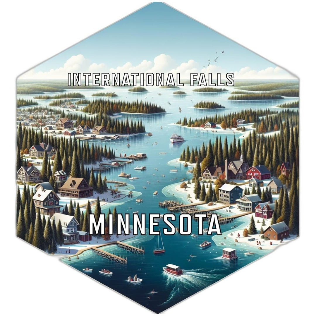 International Falls Minnesota Souvenir Travel Destination Die Cut Hexagon Fridge Magnet Image 1