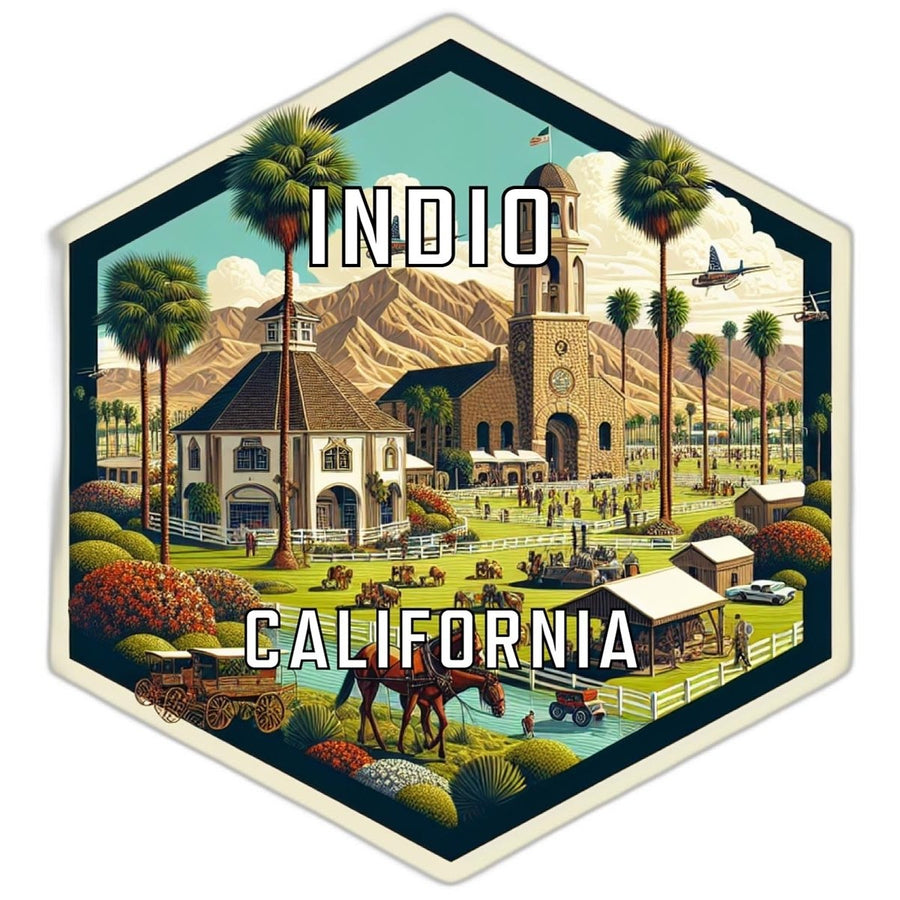 Indio California Souvenir Travel Destination Die Cut Hexagon Fridge Magnet Image 1