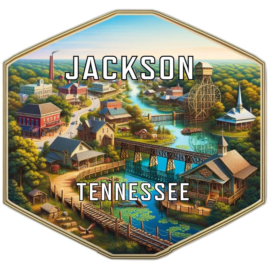 Jackson Tennessee Souvenir Travel Destination Die Cut Hexagon Fridge Magnet Image 1