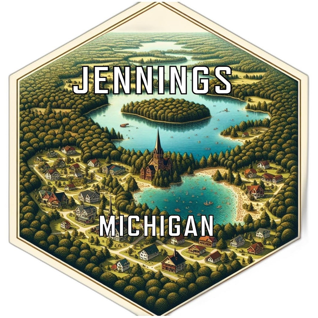 Jennings Michigan Souvenir Travel Destination Die Cut Hexagon Fridge Magnet Image 1