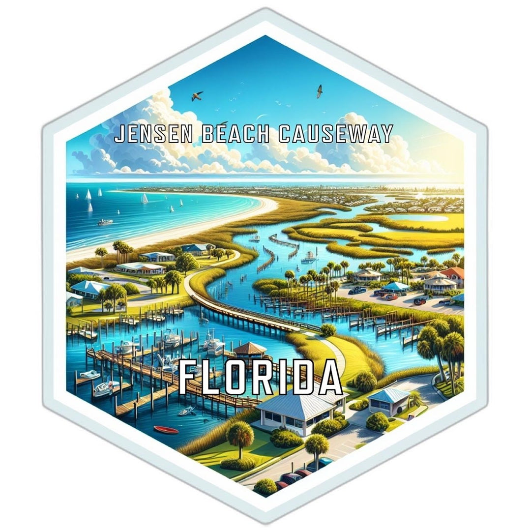 Jensen Beach Causeway Florida Souvenir Travel Destination Die Cut Hexagon Fridge Magnet Image 1