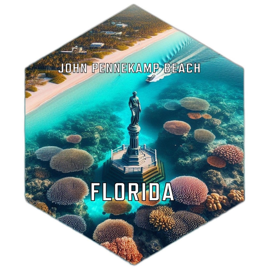 John Pennekamp Beach Florida Souvenir Travel Destination Die Cut Hexagon Fridge Magnet Image 1