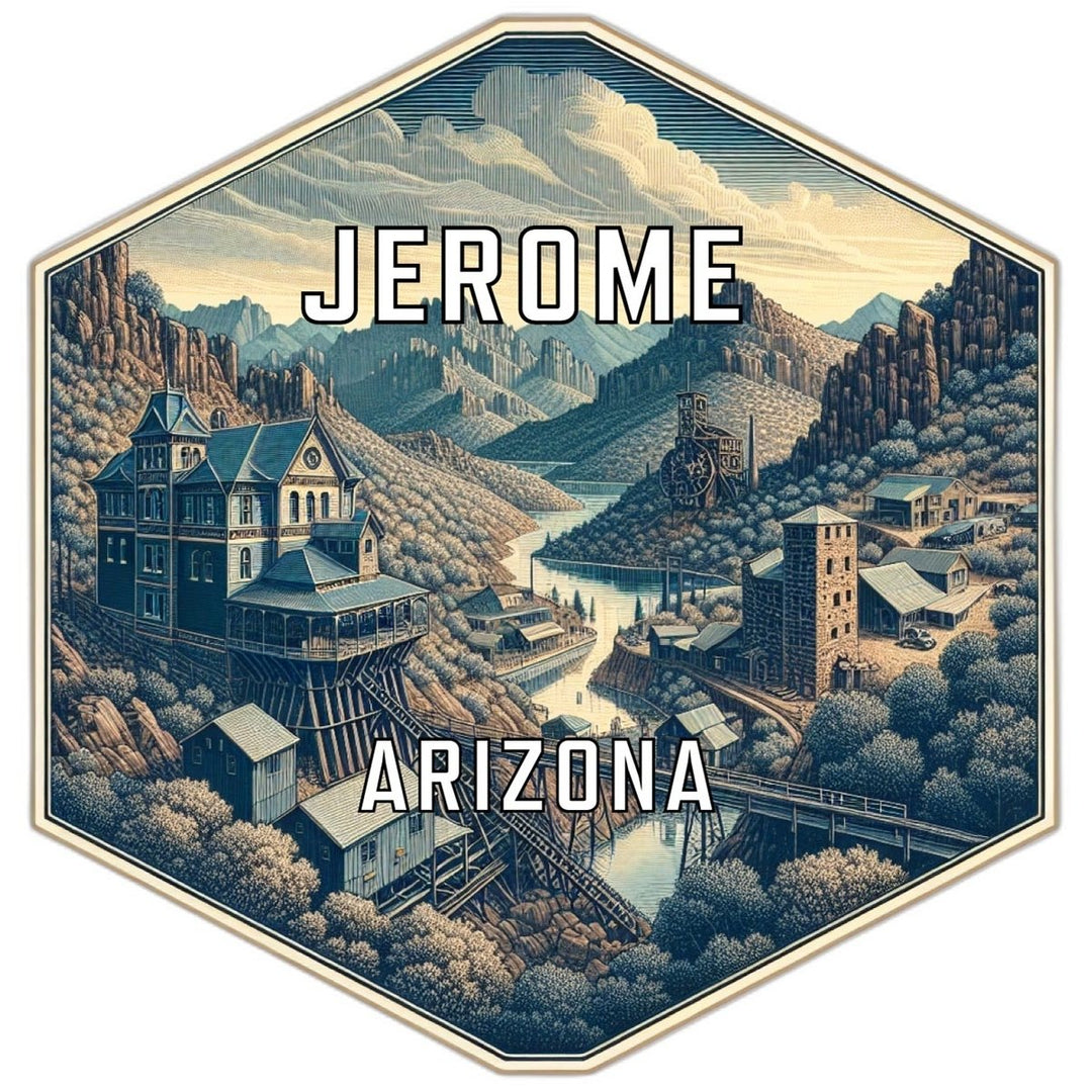 Jerome Arizona Souvenir Travel Destination Die Cut Hexagon Fridge Magnet Image 1