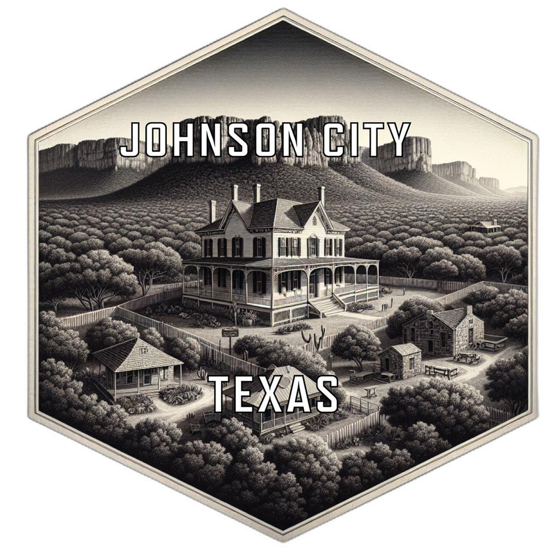 Johnson City Texas Souvenir Travel Destination Die Cut Hexagon Fridge Magnet Image 1