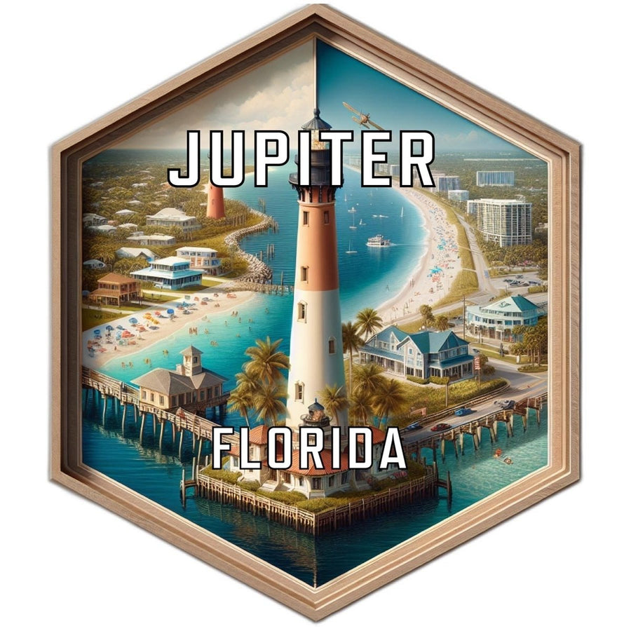 Jupiter Florida Souvenir Travel Destination Die Cut Hexagon Fridge Magnet Image 1