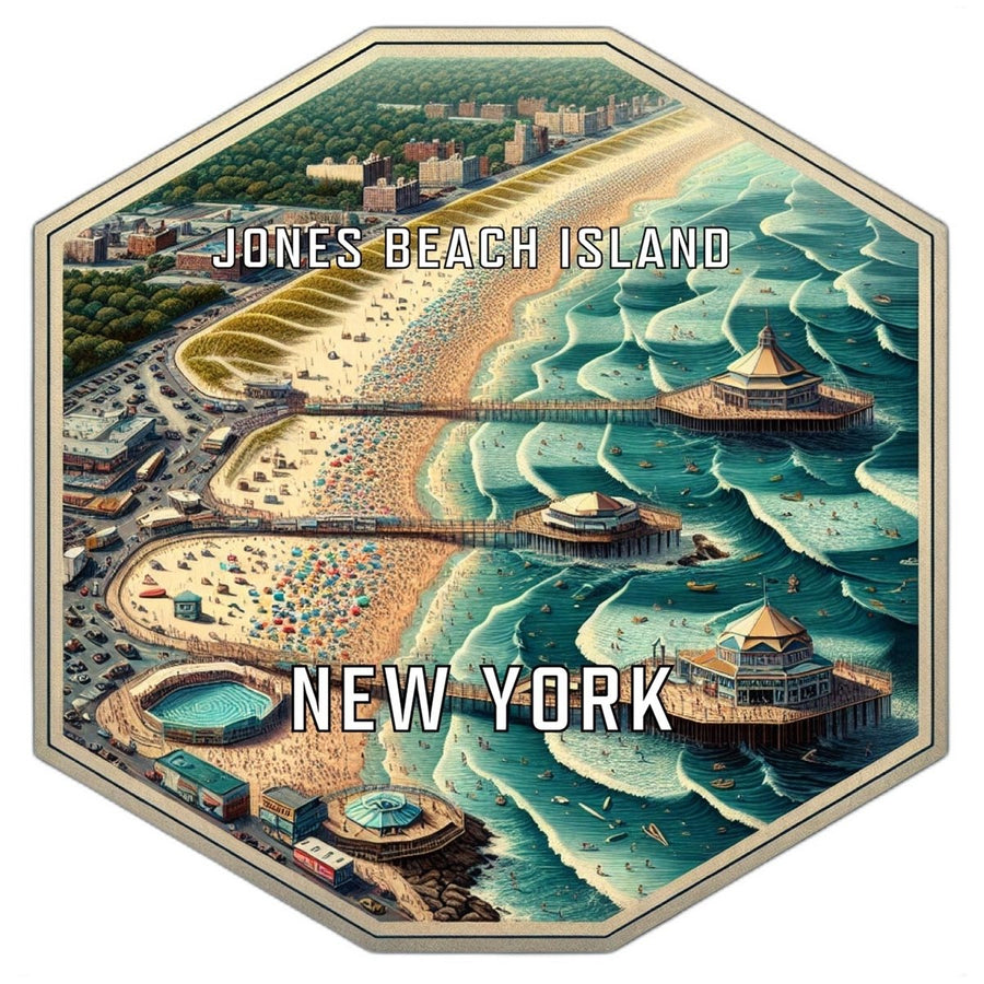 Jones Beach Island York Souvenir Travel Destination Die Cut Hexagon Fridge Magnet Image 1