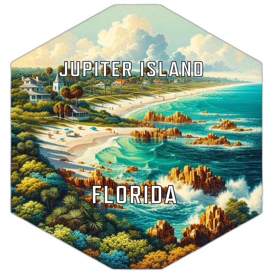 Jupiter Island Florida Souvenir Travel Destination Die Cut Hexagon Fridge Magnet Image 1