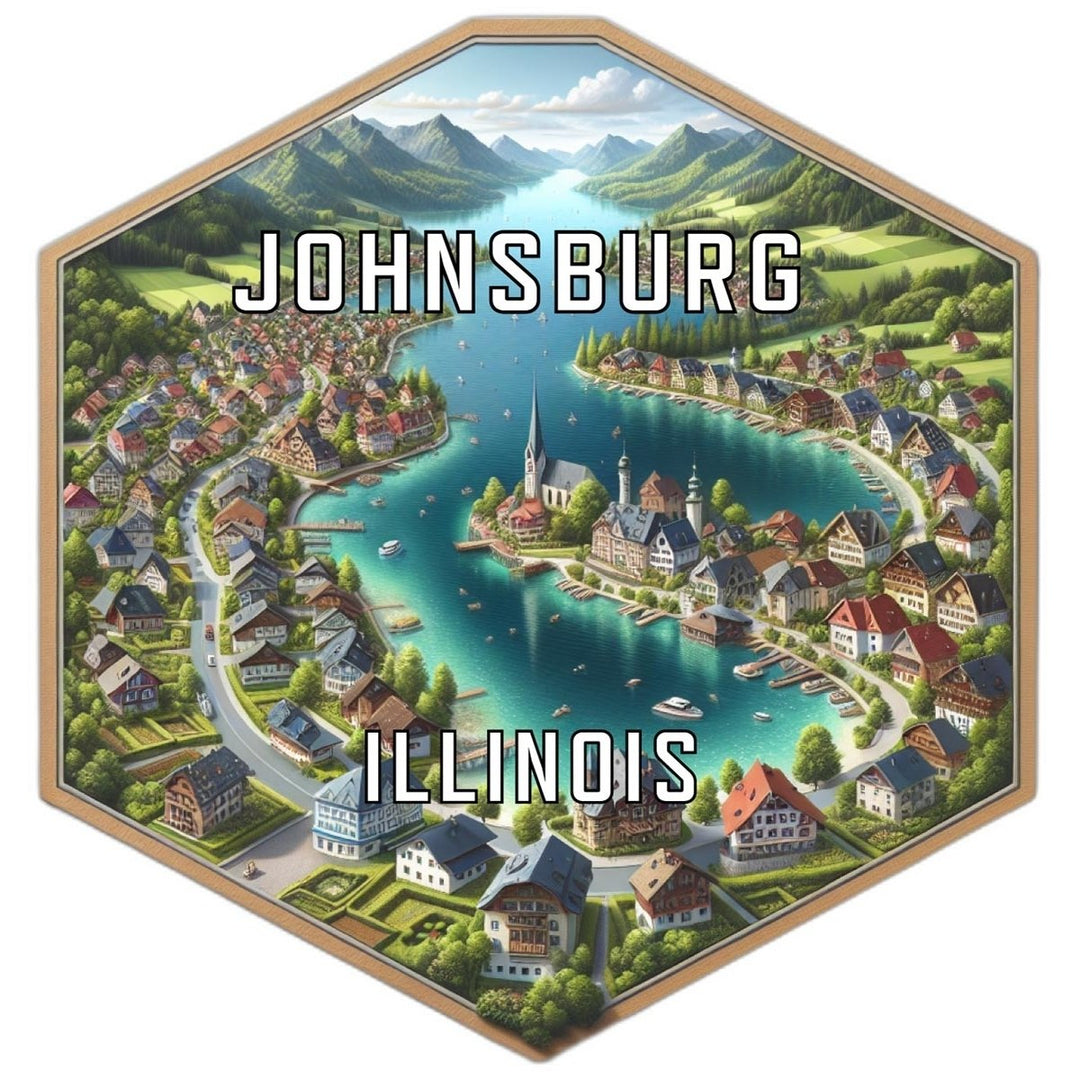 Johnsburg Illinois Souvenir Travel Destination Die Cut Hexagon Fridge Magnet Image 1