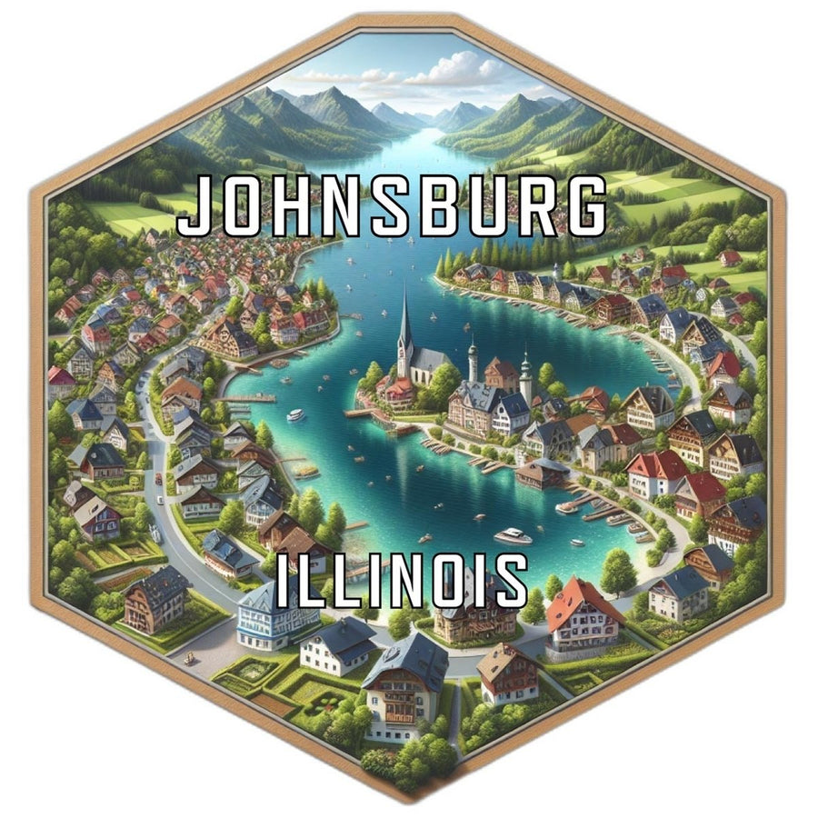 Johnsburg Illinois Souvenir Travel Destination Die Cut Hexagon Fridge Magnet Image 1