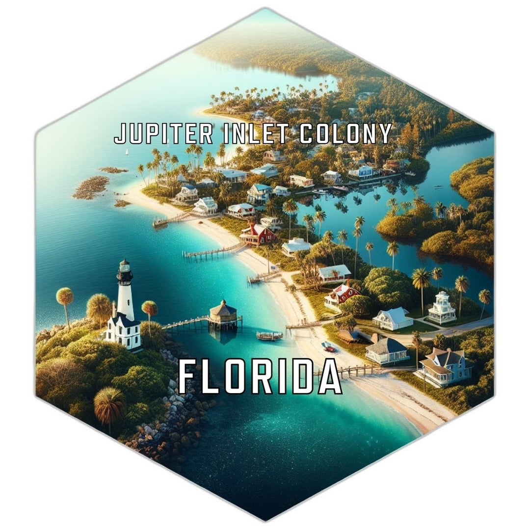 Jupiter Inlet Colony Florida Souvenir Travel Destination Die Cut Hexagon Fridge Magnet Image 1