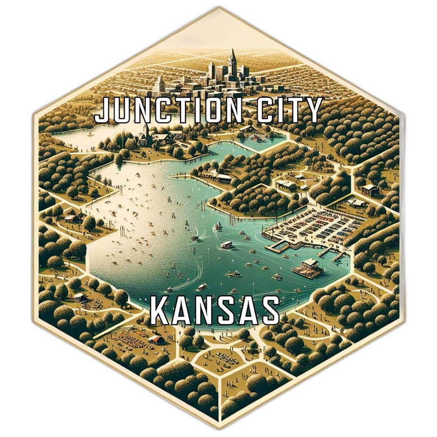 Junction City Kansas Souvenir Travel Destination Die Cut Hexagon Fridge Magnet Image 1