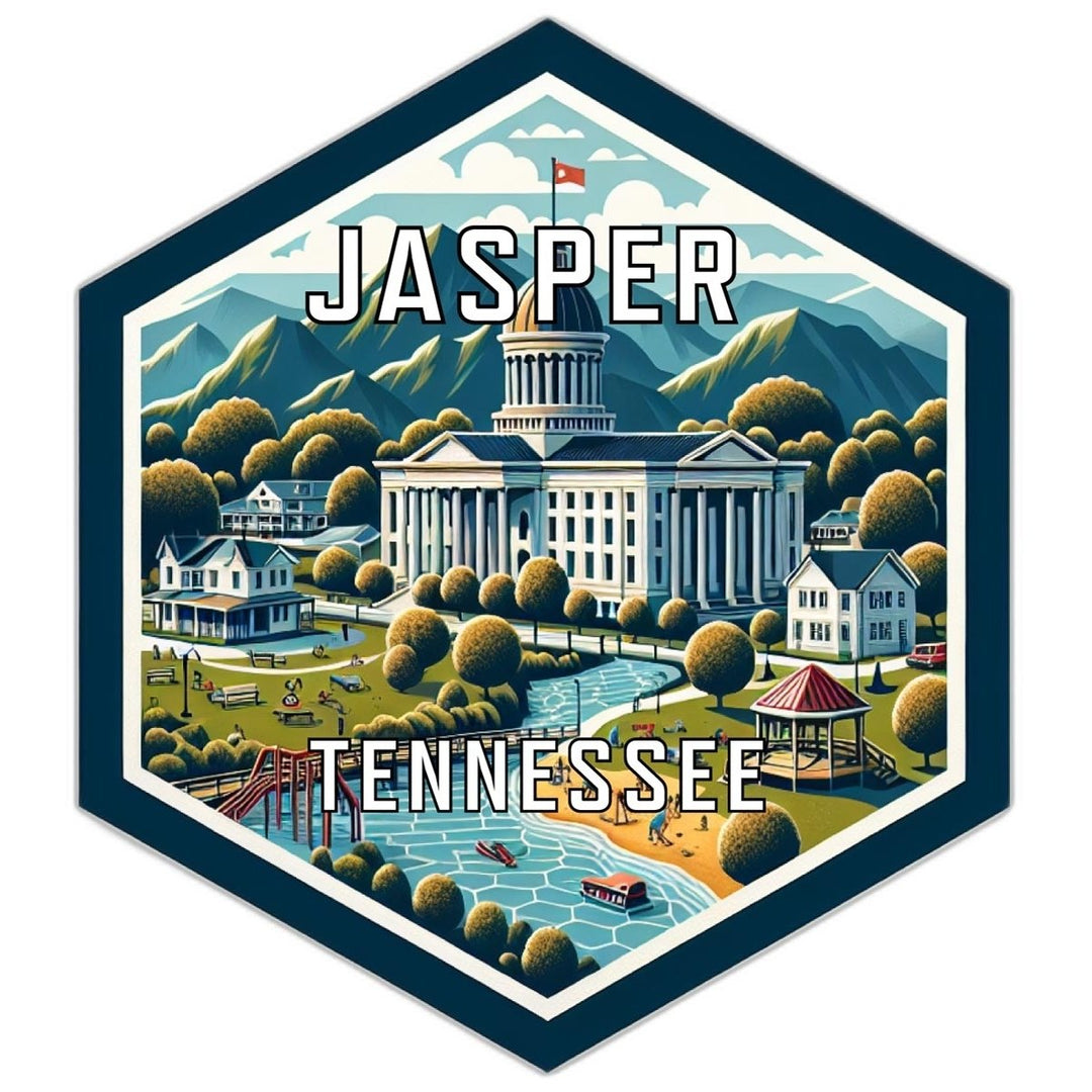 Jasper Tennessee Souvenir Travel Destination Die Cut Hexagon Fridge Magnet Image 1