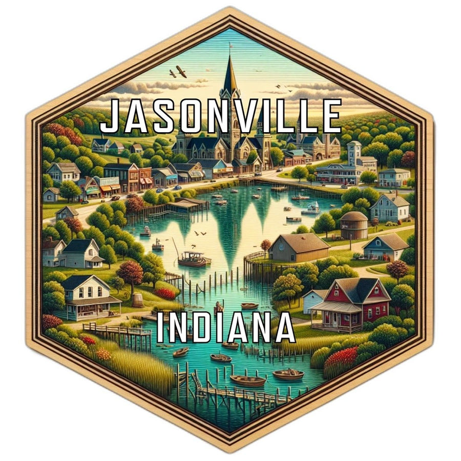 Jasonville Indiana Souvenir Travel Destination Die Cut Hexagon Fridge Magnet Image 1