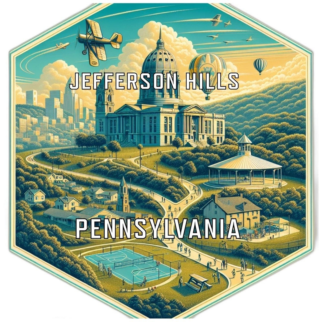 Jefferson Hills Pennsylvania Souvenir Travel Destination Die Cut Hexagon Fridge Magnet Image 1