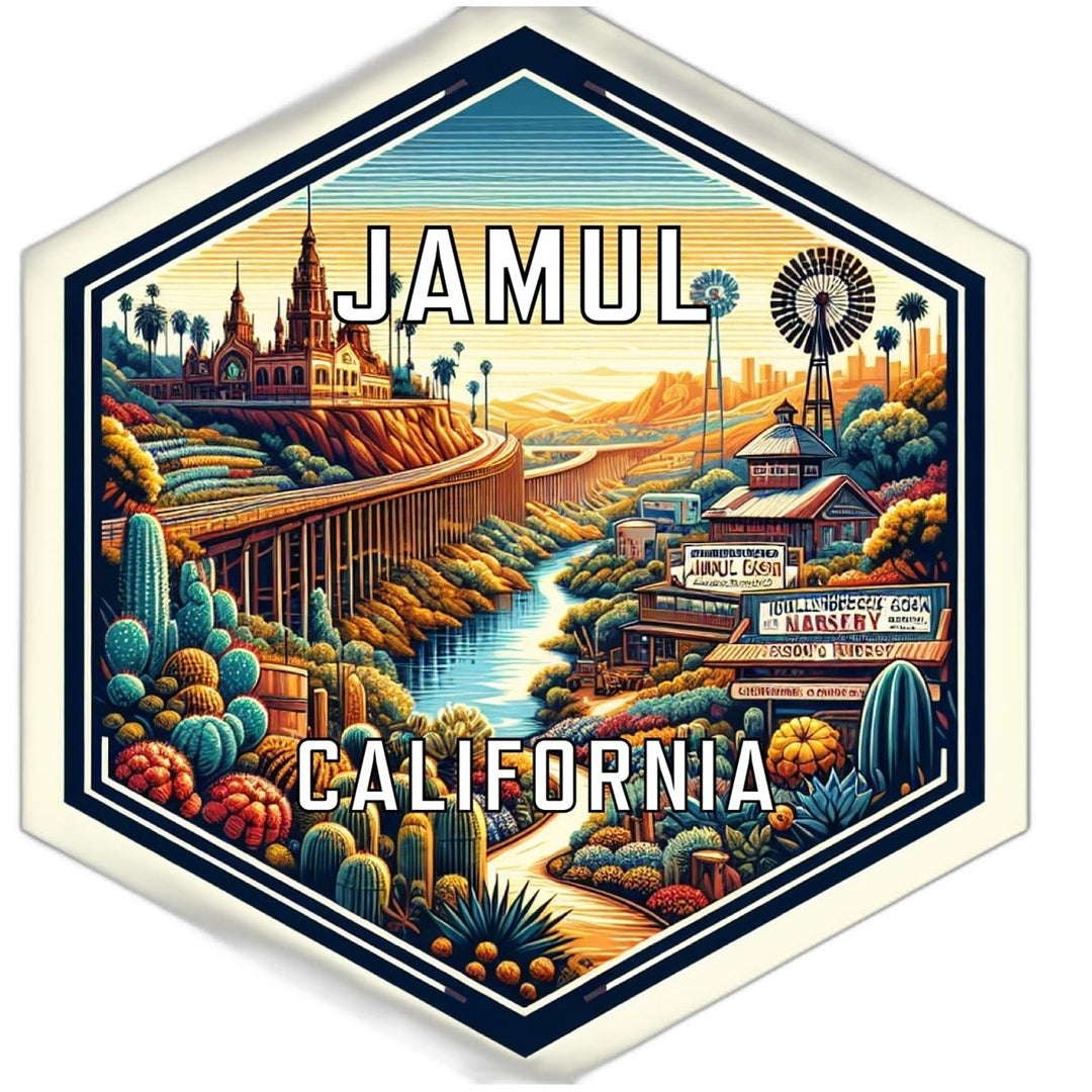 Jamul California Souvenir Travel Destination Die Cut Hexagon Fridge Magnet Image 1