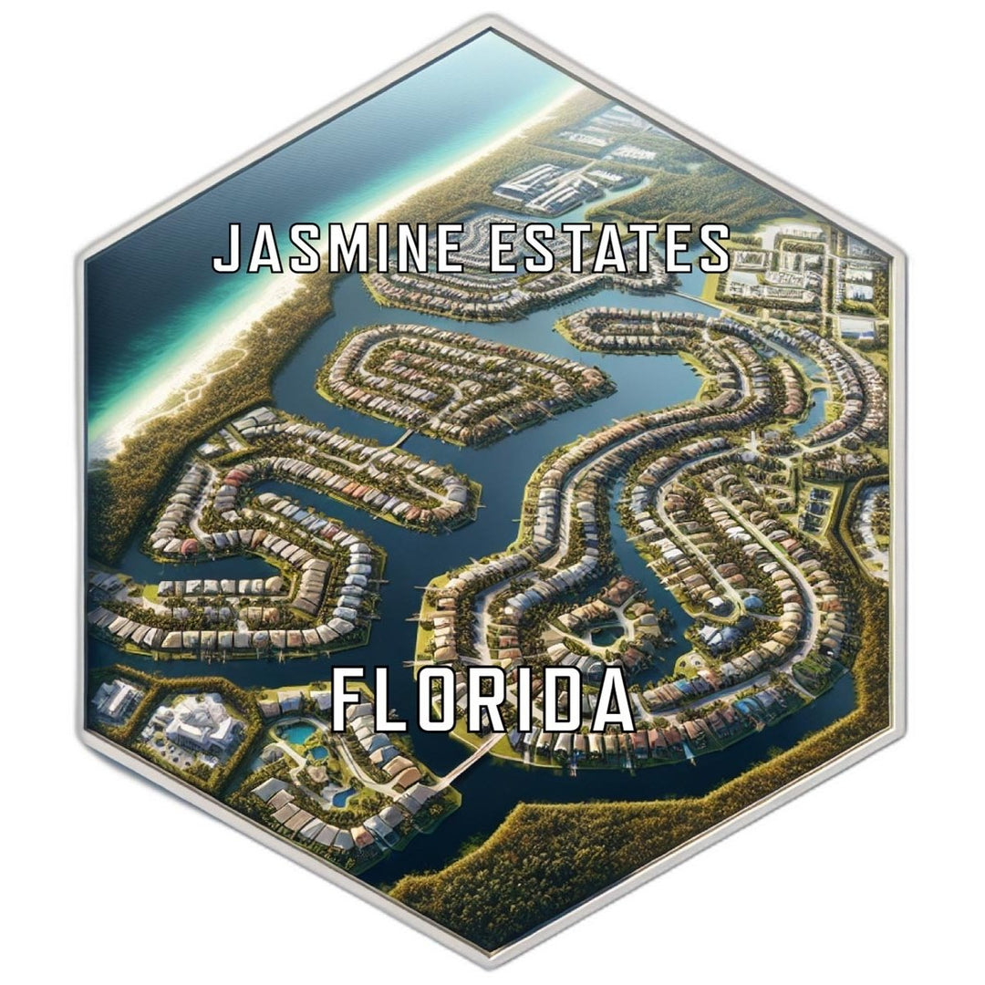 Jasmine Estates Florida Souvenir Travel Destination Die Cut Hexagon Fridge Magnet Image 1