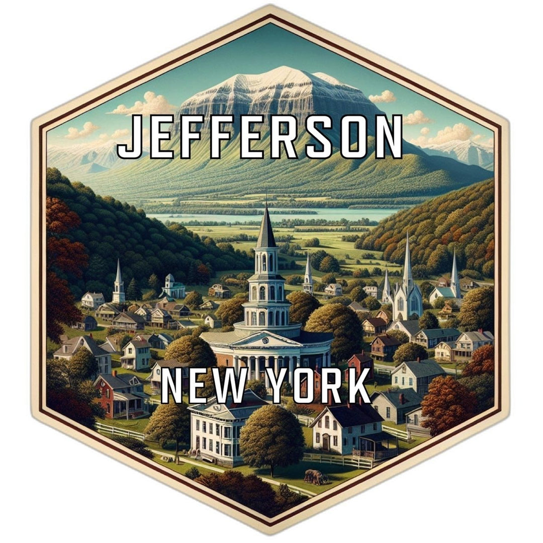 Jefferson York Souvenir Travel Destination Die Cut Hexagon Fridge Magnet Image 1