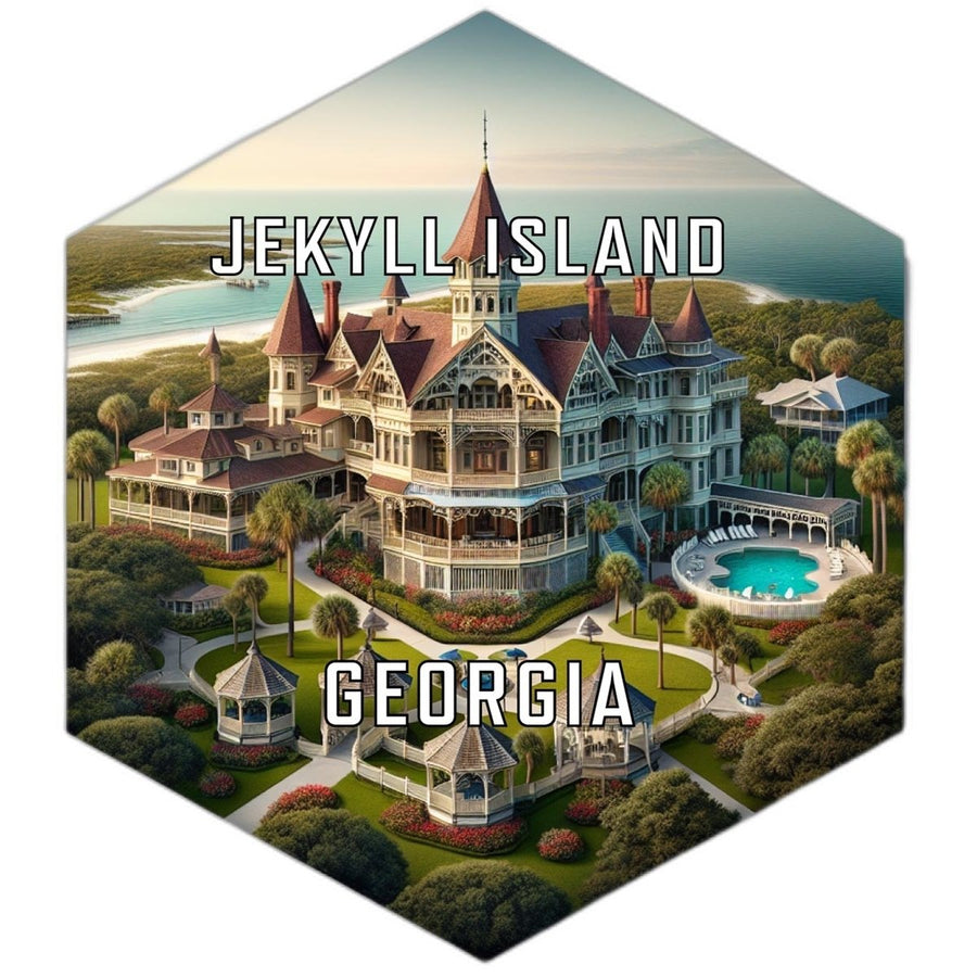 Jekyll Island Georgia Souvenir Travel Destination Die Cut Hexagon Fridge Magnet Image 1