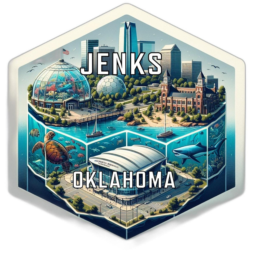 Jenks Oklahoma Souvenir Travel Destination Die Cut Hexagon Fridge Magnet Image 1