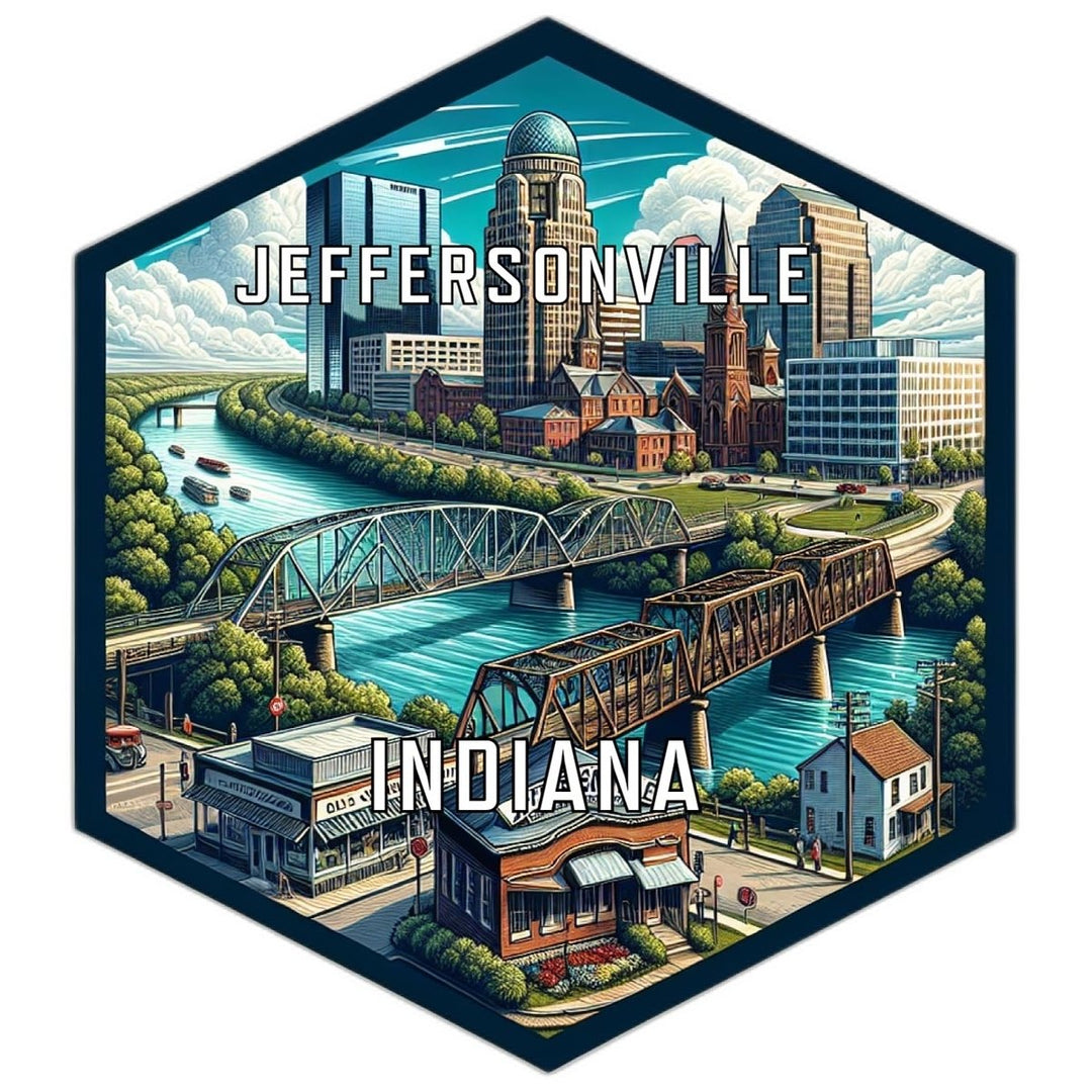 Jeffersonville Indiana Souvenir Travel Destination Die Cut Hexagon Fridge Magnet Image 1