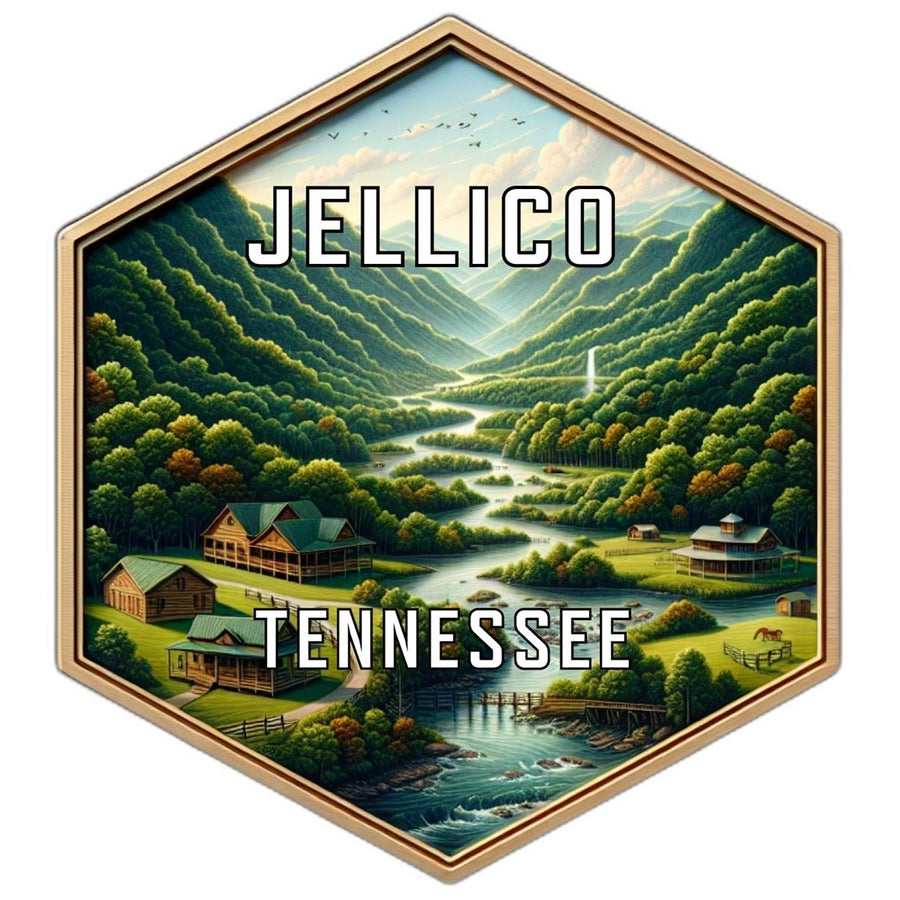 Jellico Tennessee Souvenir Travel Destination Die Cut Hexagon Fridge Magnet Image 1