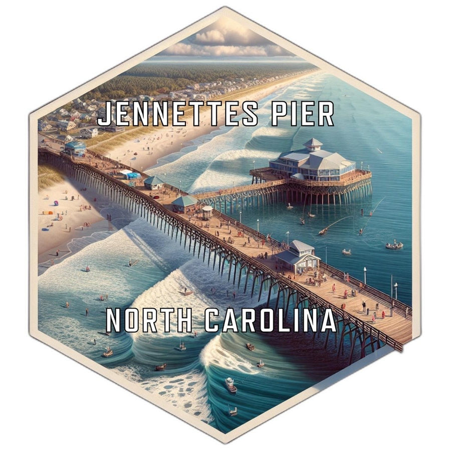 Jennette S Pier North Carolina Souvenir Travel Destination Die Cut Hexagon Fridge Magnet Image 1