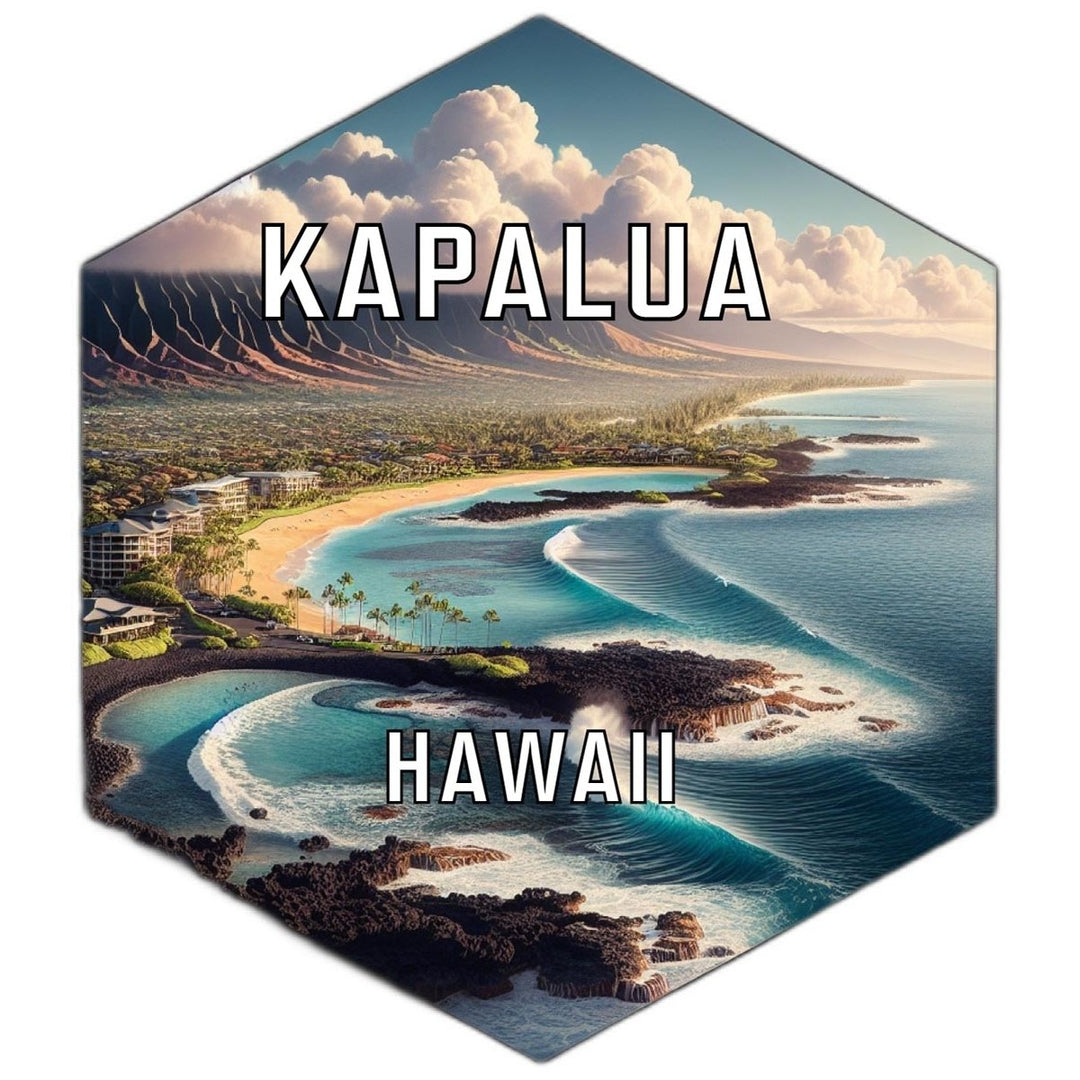 Kapalua Hawaii Souvenir Travel Destination Die Cut Hexagon Fridge Magnet Image 1