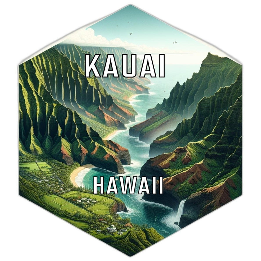 Kauai Hawaii Souvenir Travel Destination Die Cut Hexagon Fridge Magnet Image 1