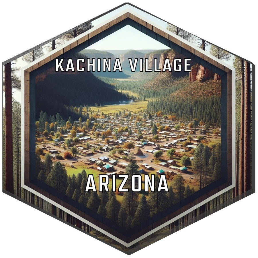 Kachina Village Arizona Souvenir Travel Destination Die Cut Hexagon Fridge Magnet Image 1